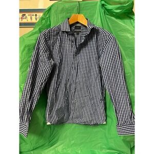 Banana Republic Lecgino Blue Gingham Button Down Shirt‎ Italian Fabric Men's M